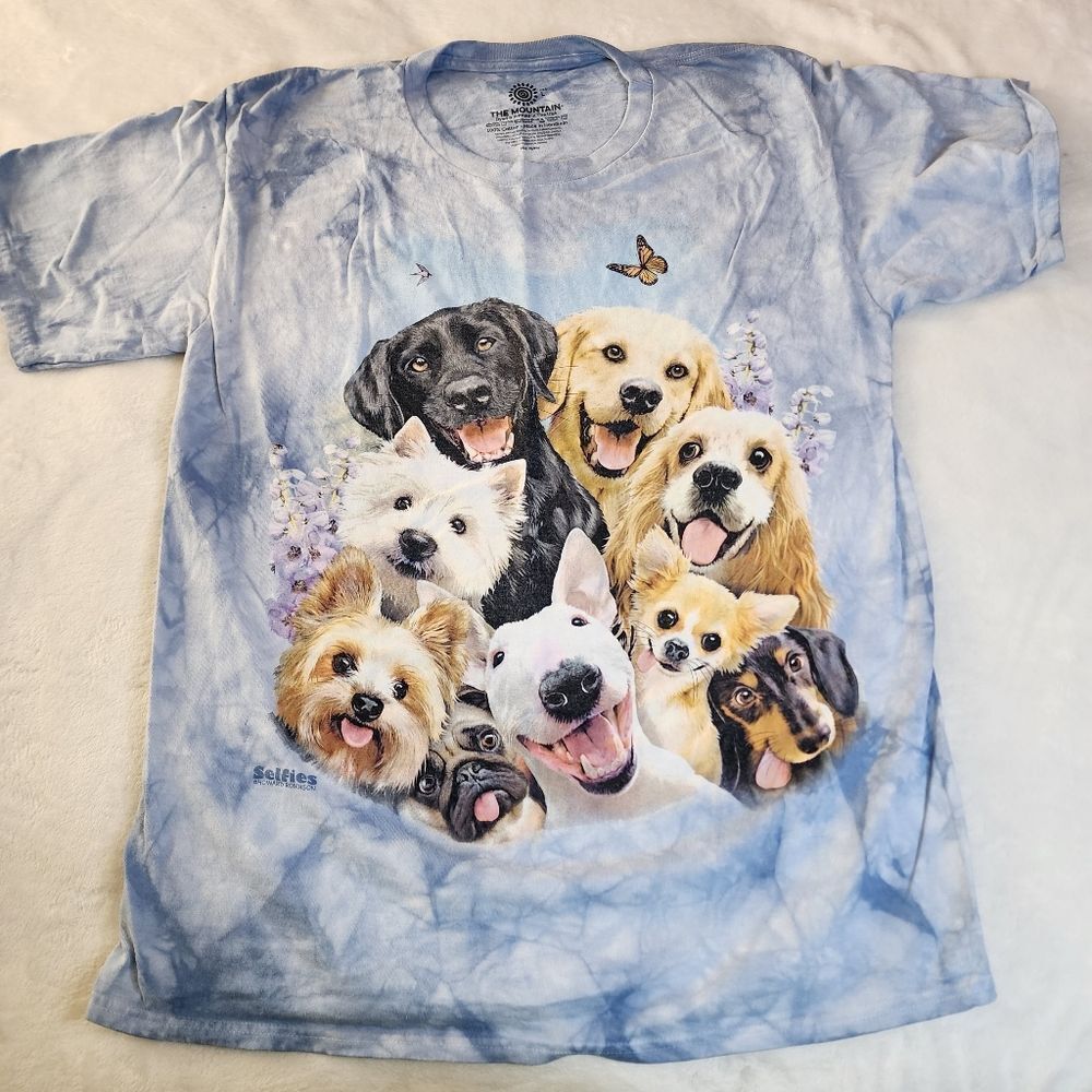 The Mountain A Dogs Selfie Tie Dyed Tshirt With Graphics Size Large